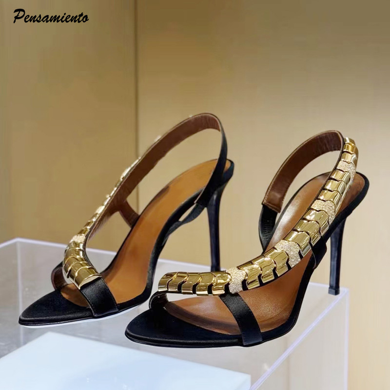 Summer Clothing Petite - Luxury Rhinestones Sequined Satin Women Gladiator
