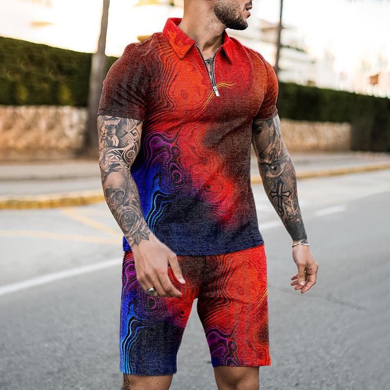 Summer Clothing Styles Men - Summer Zipper Polo Shirt Suit 2