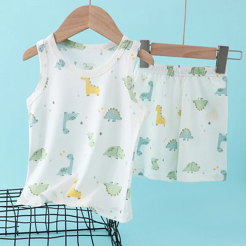 Summer Clothing Baby Boy - Kids Bamboo Cotton Vest Suit Summer