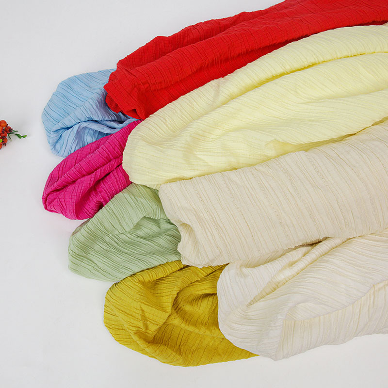 Soft Summer Yellow Clothing - Plain Chiffon Pleated Fabric By The