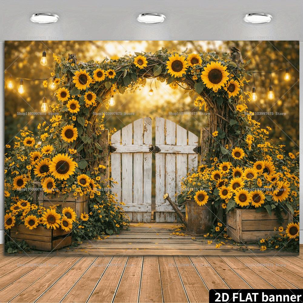 Summer Clothing Banner - 2D Sunflower Potted Plants Backdrops Summer