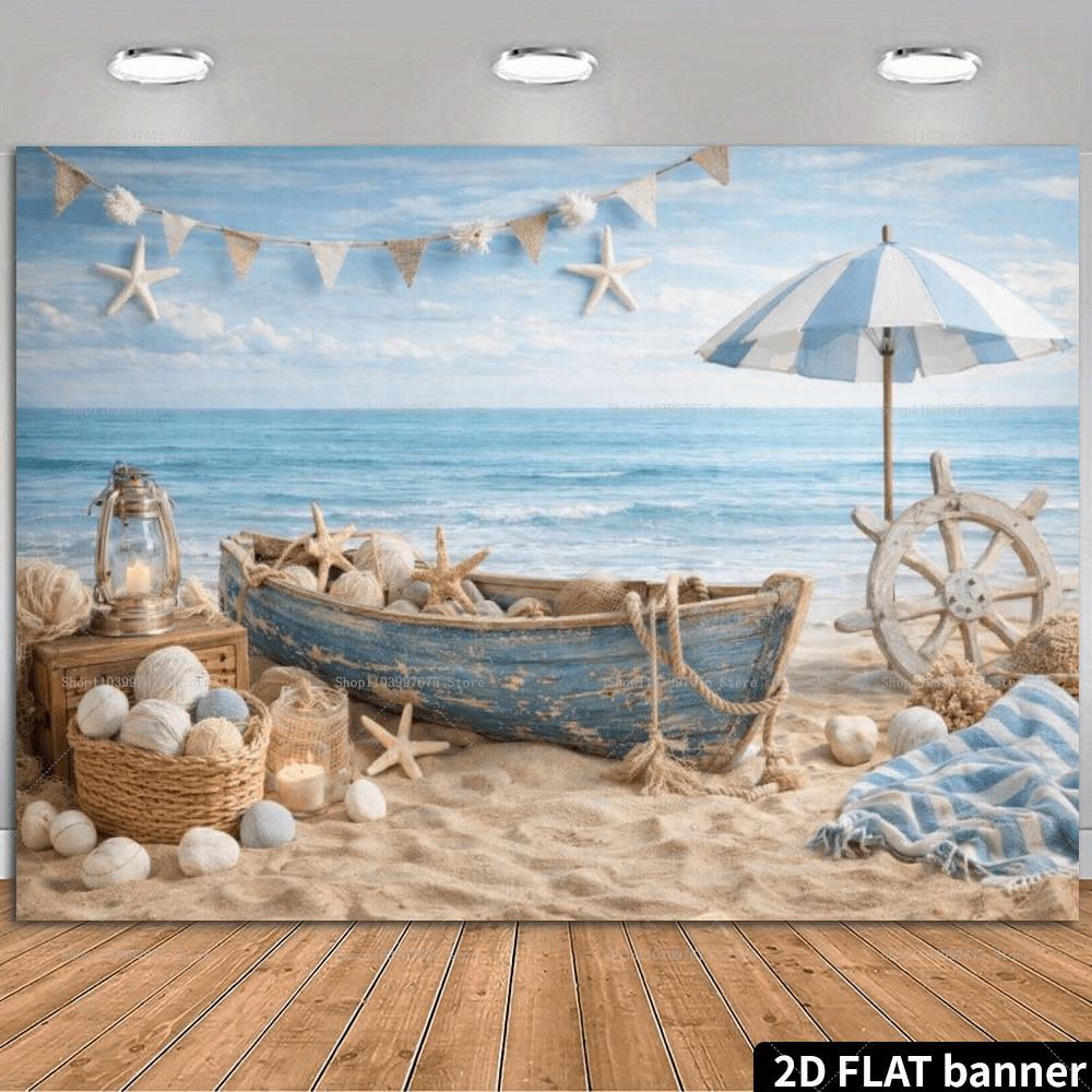 Summer Clothing Banner - 2D Beach Vacation Backdrops Starfish Shell