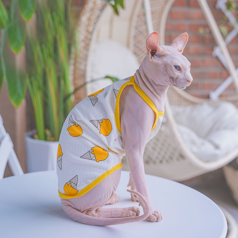 Soft Summer Yellow Clothing - Sphynx Cat Clothing Sphinx Cotton Vest