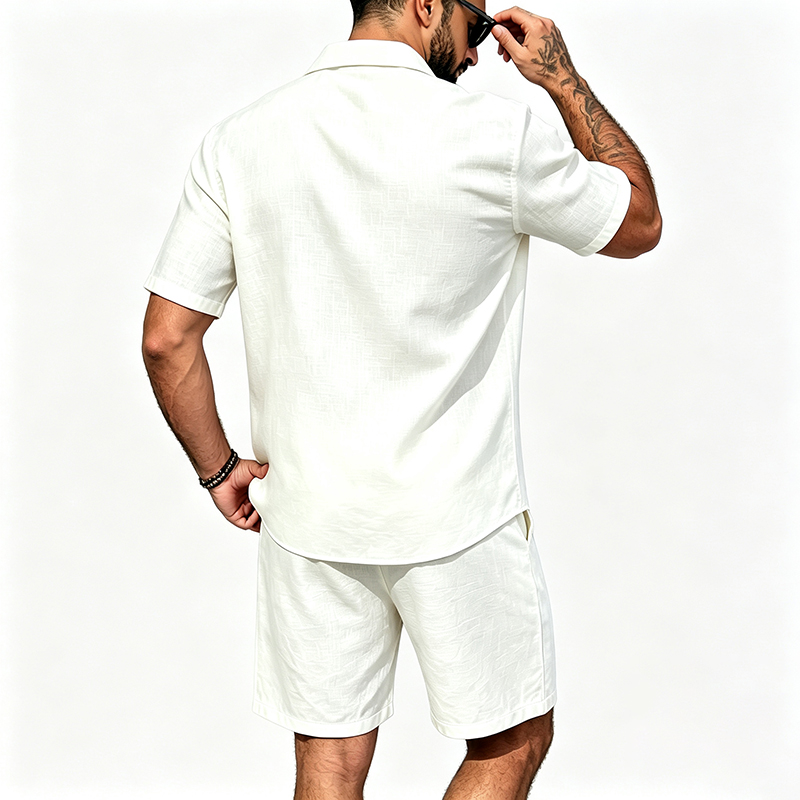 Men Linen Two Piece Outfit Sho - Summer Clothing Guys review and price