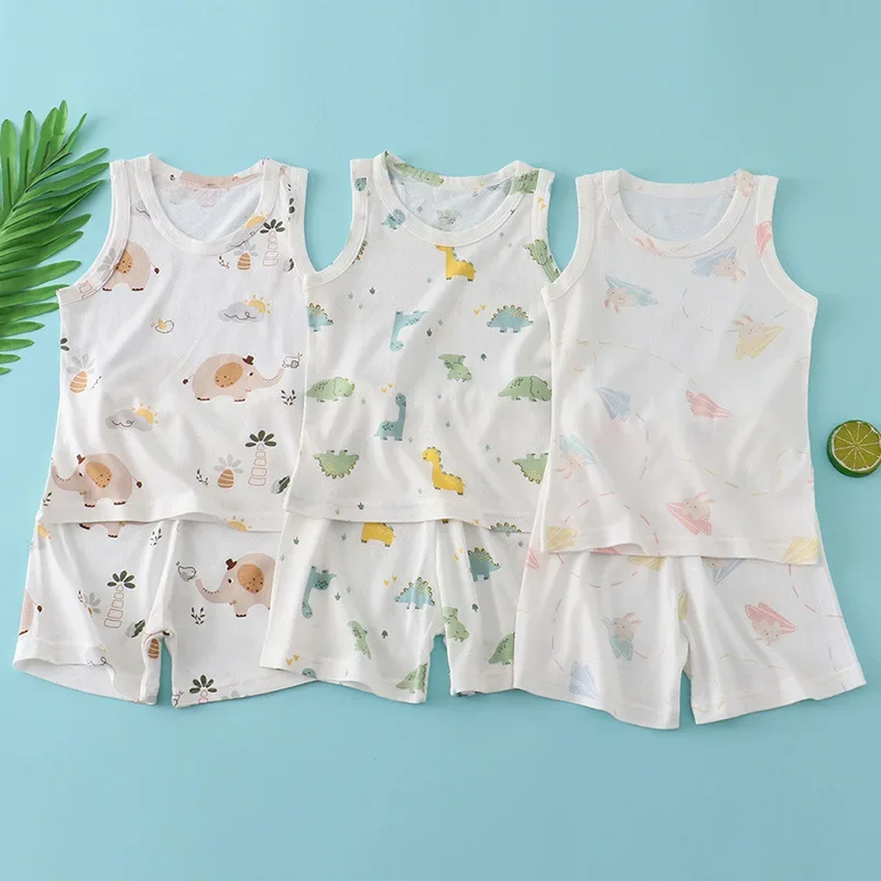 Kids Bamboo Cotton Vest Suit S - Summer Clothing Baby Boy review and price