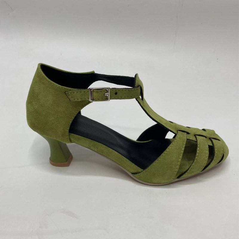 Women's Green Suede Kitten Hee - Summer Clothing Office review and price