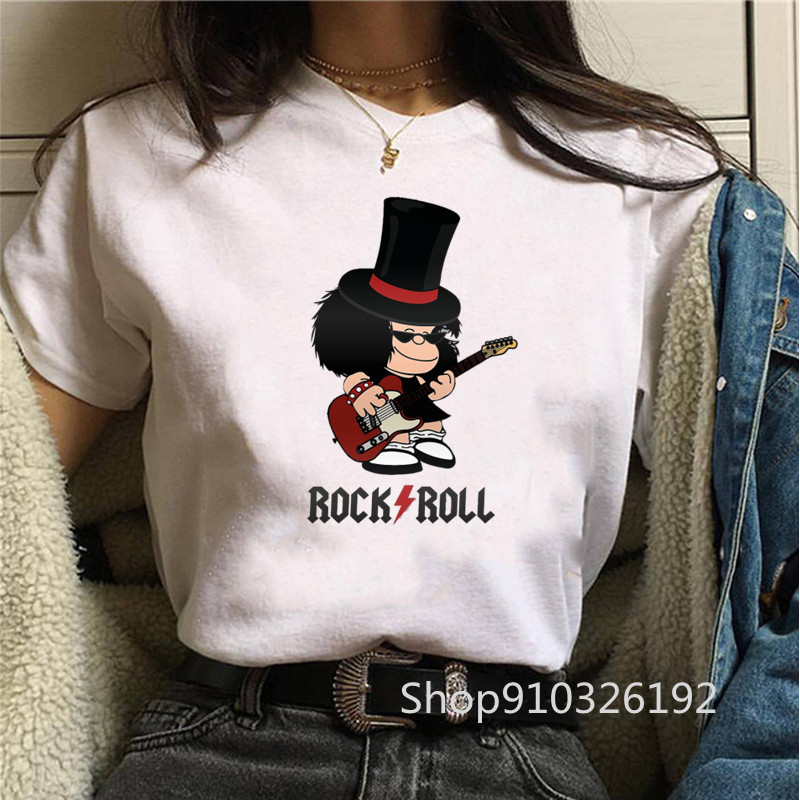 Rock Roll Mafalda tshirt Funny - Summer Clothing Teens review and price