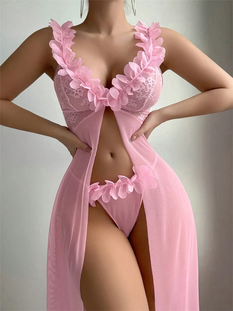 Pink Floral Lace See Through N - Summer Clothing Petite review and price