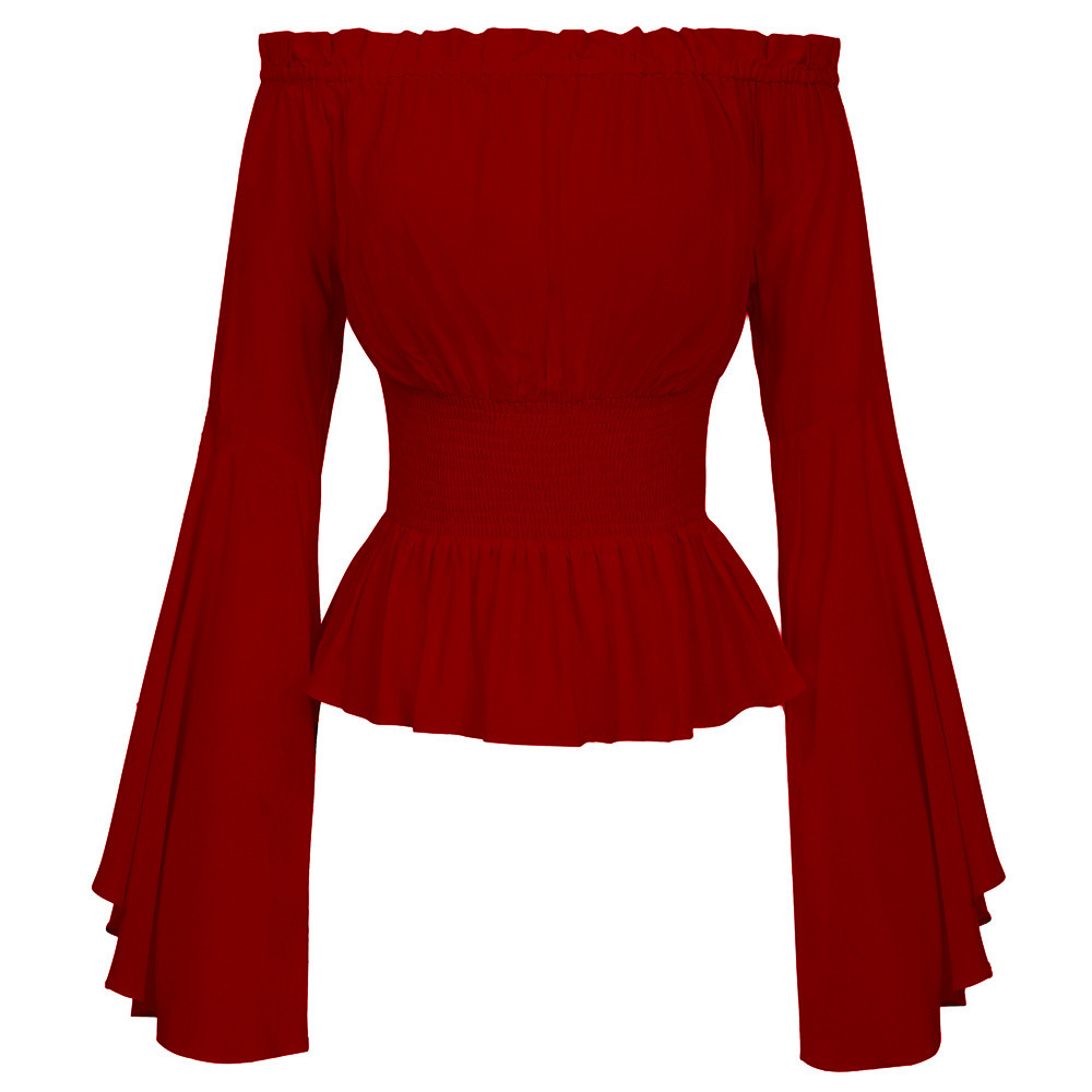 Goth Slim Shirt Flared Long Sl - Summer Renaissance Clothing review and price
