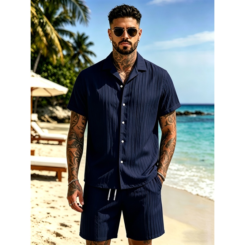 2Men's Summer Casual Suit Set， - Summer Clothing For A Beach review and price
