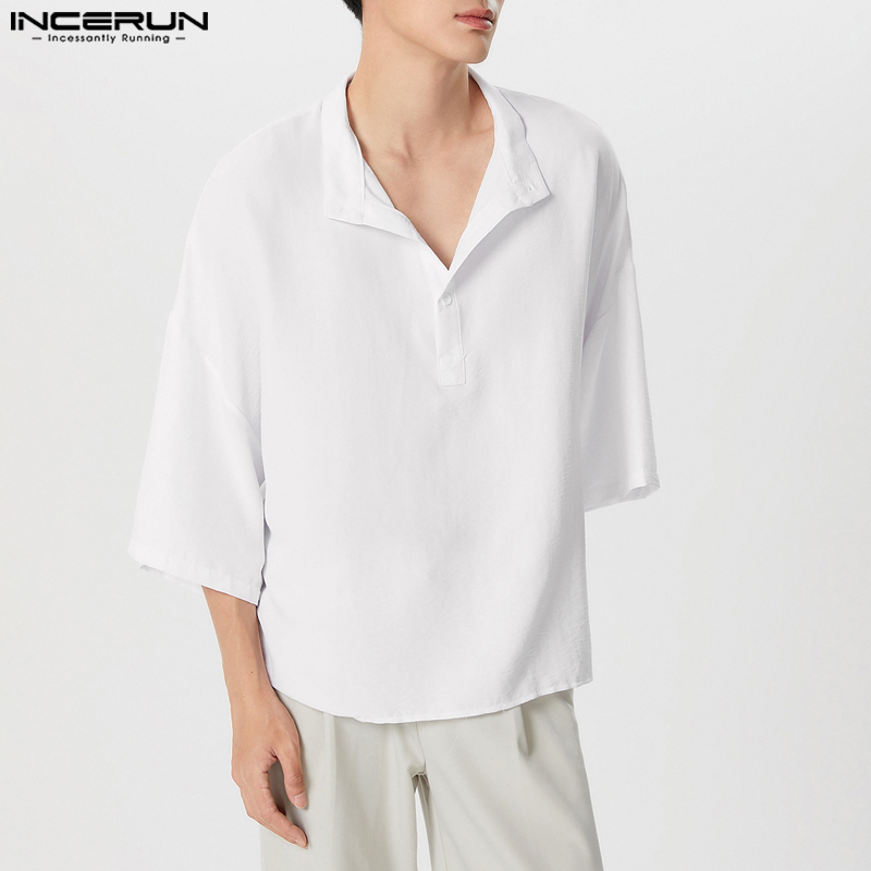 INCERUN Men Shirt Solid Color  - Summer Clothing Colors 2026 review and price